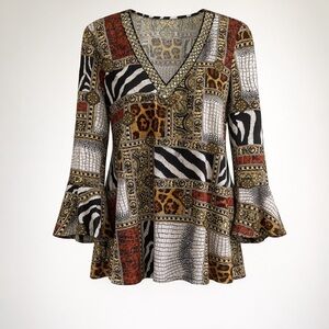 Purple Rain NWT size 3X blouse with animal abstract work career modest mob wife